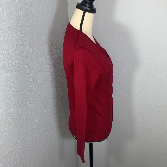 Karen Scott Red Button Down Polka Dot Cardigan Size Extra Small - Picture 3 of 12